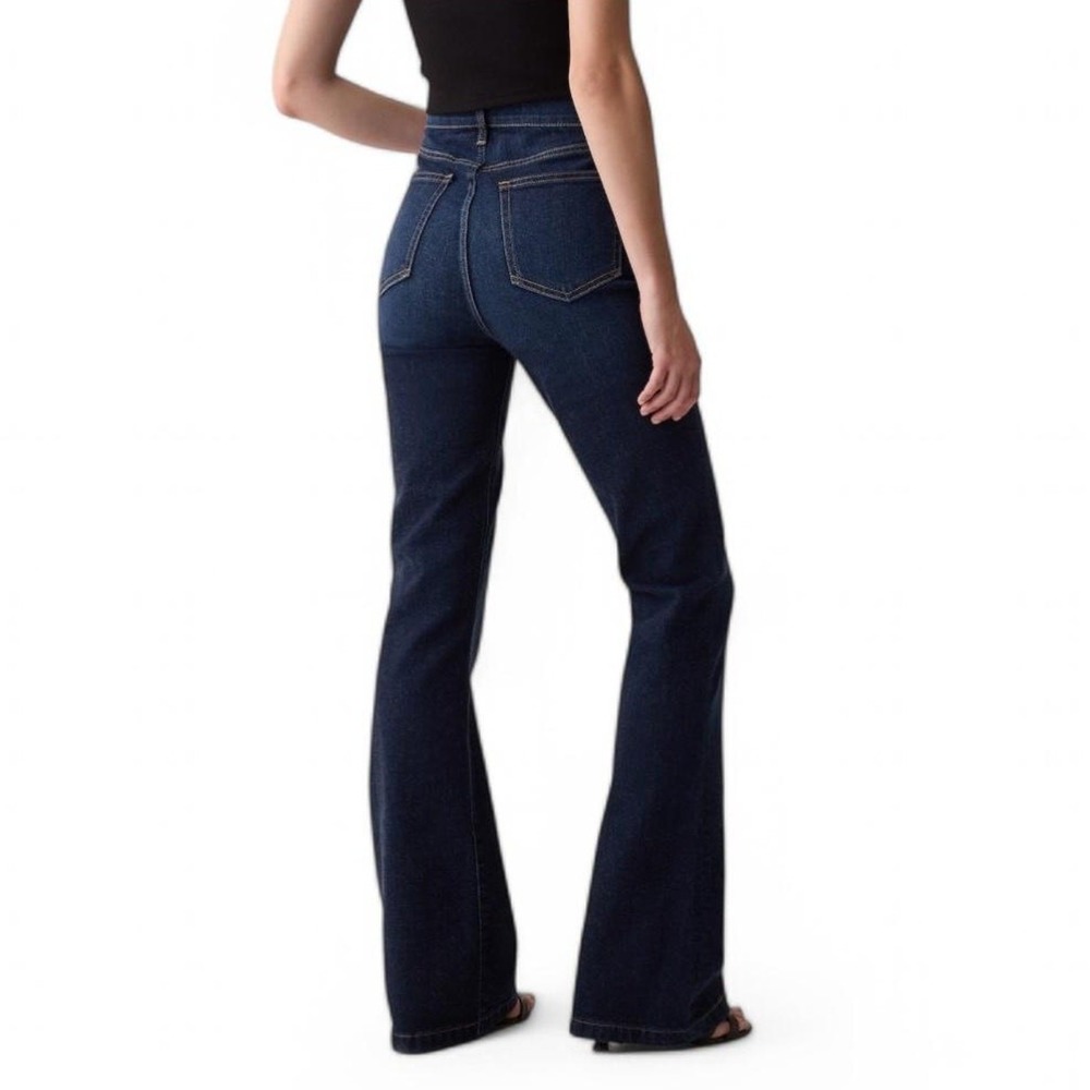 Gap Jeans Women 27/4S Blue 70s Flare High Rise Dark Wash Stretch Denim‎ New